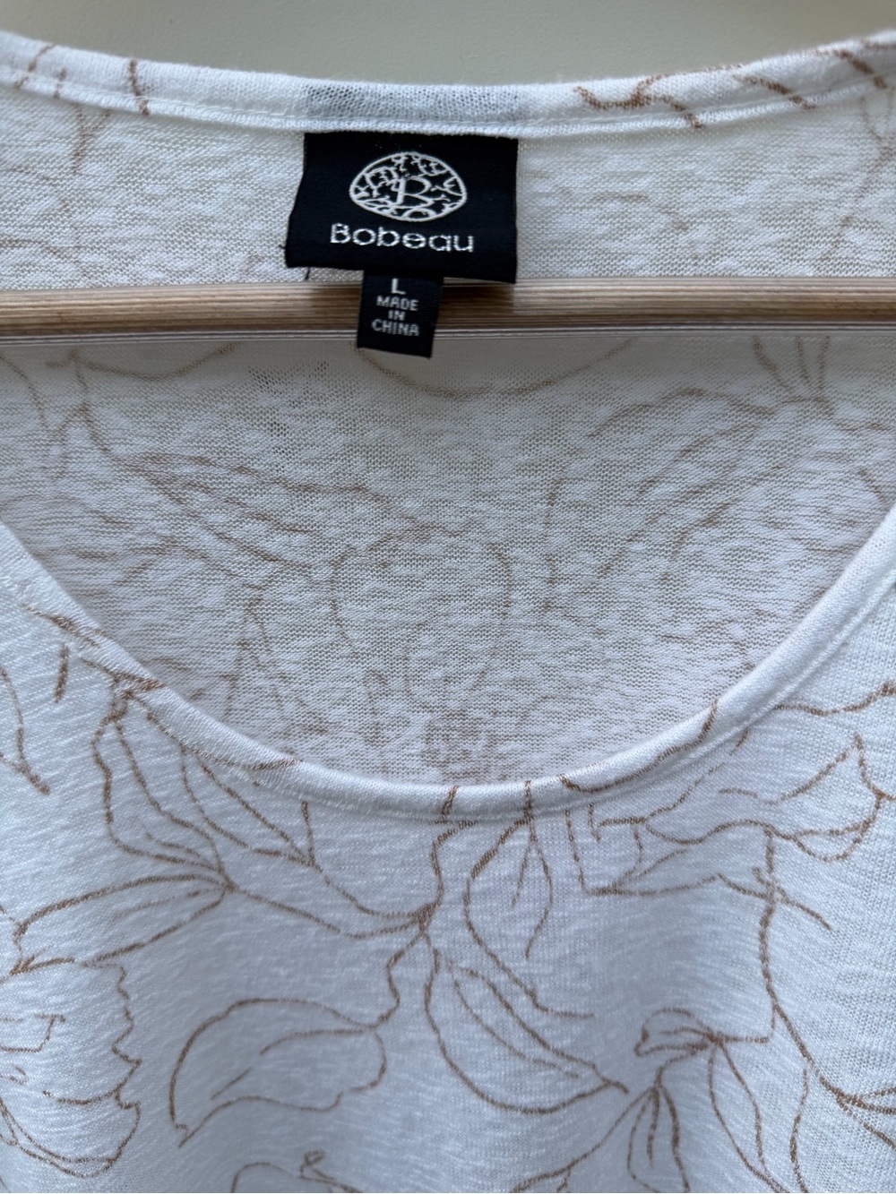 bobeau White Floral Layered Tank with Tan Outline- large EUC Cottagecore - Picture 3 of 6